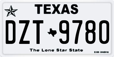 TX license plate DZT9780