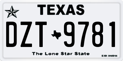 TX license plate DZT9781