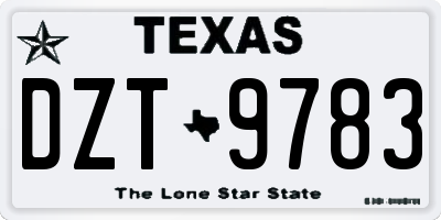 TX license plate DZT9783