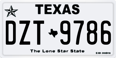 TX license plate DZT9786