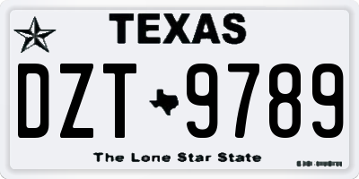 TX license plate DZT9789