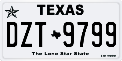 TX license plate DZT9799