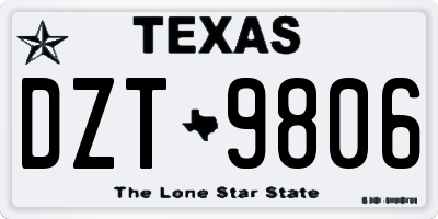 TX license plate DZT9806