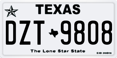 TX license plate DZT9808