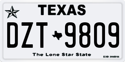TX license plate DZT9809