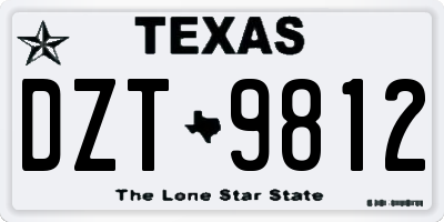 TX license plate DZT9812
