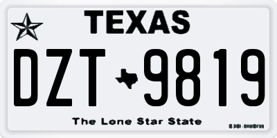 TX license plate DZT9819