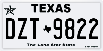 TX license plate DZT9822