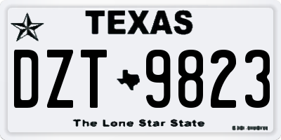 TX license plate DZT9823