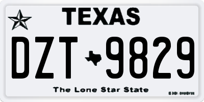 TX license plate DZT9829