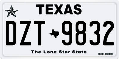 TX license plate DZT9832