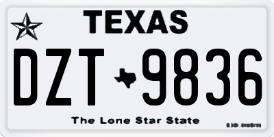 TX license plate DZT9836