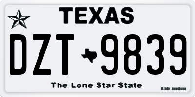 TX license plate DZT9839