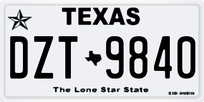 TX license plate DZT9840