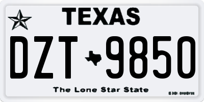 TX license plate DZT9850