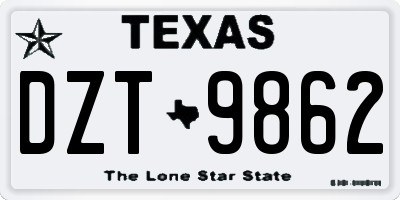 TX license plate DZT9862