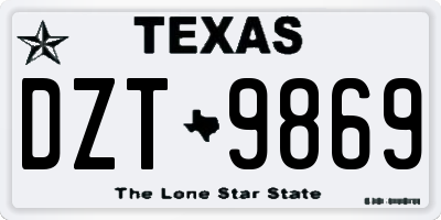 TX license plate DZT9869