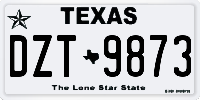 TX license plate DZT9873