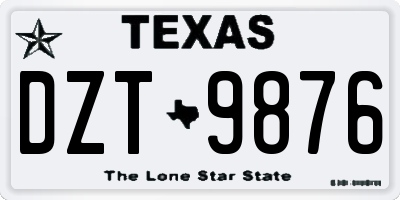 TX license plate DZT9876