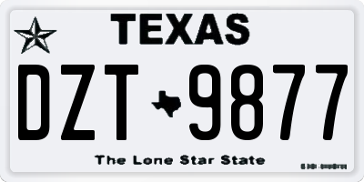 TX license plate DZT9877