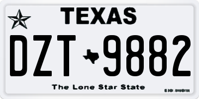 TX license plate DZT9882