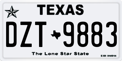TX license plate DZT9883