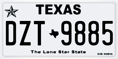 TX license plate DZT9885