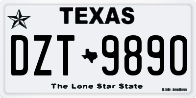 TX license plate DZT9890