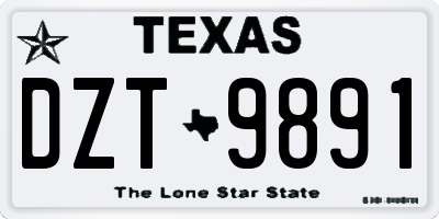 TX license plate DZT9891