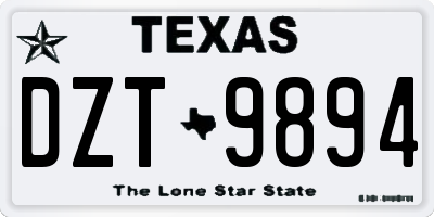 TX license plate DZT9894