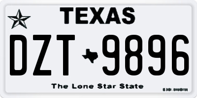 TX license plate DZT9896