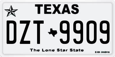 TX license plate DZT9909