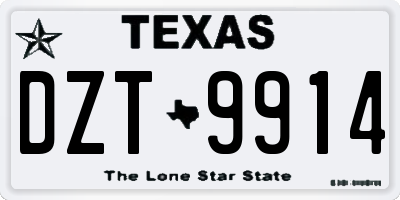 TX license plate DZT9914