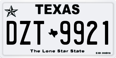 TX license plate DZT9921
