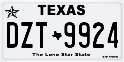 TX license plate DZT9924