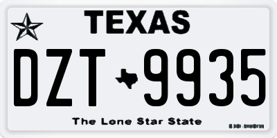 TX license plate DZT9935