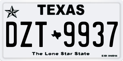 TX license plate DZT9937