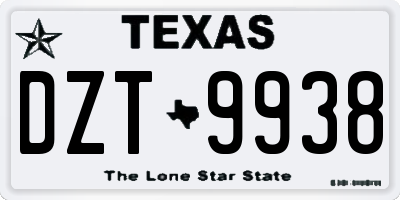 TX license plate DZT9938