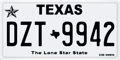 TX license plate DZT9942