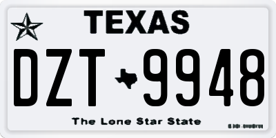 TX license plate DZT9948