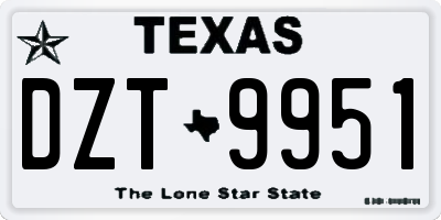 TX license plate DZT9951