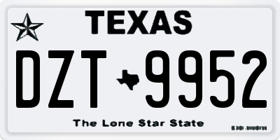 TX license plate DZT9952