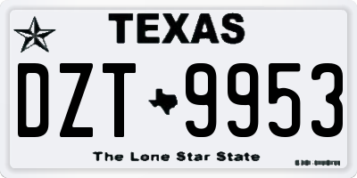 TX license plate DZT9953