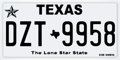 TX license plate DZT9958
