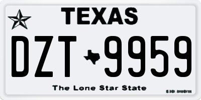 TX license plate DZT9959