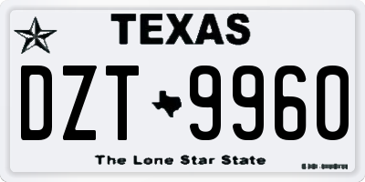 TX license plate DZT9960