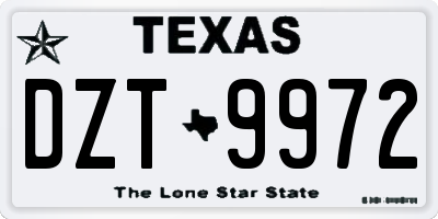 TX license plate DZT9972