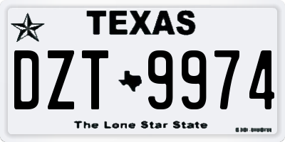 TX license plate DZT9974