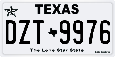 TX license plate DZT9976