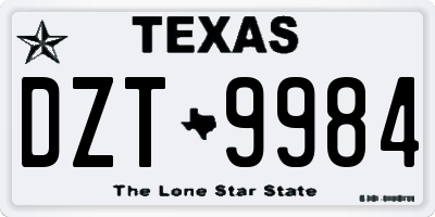 TX license plate DZT9984